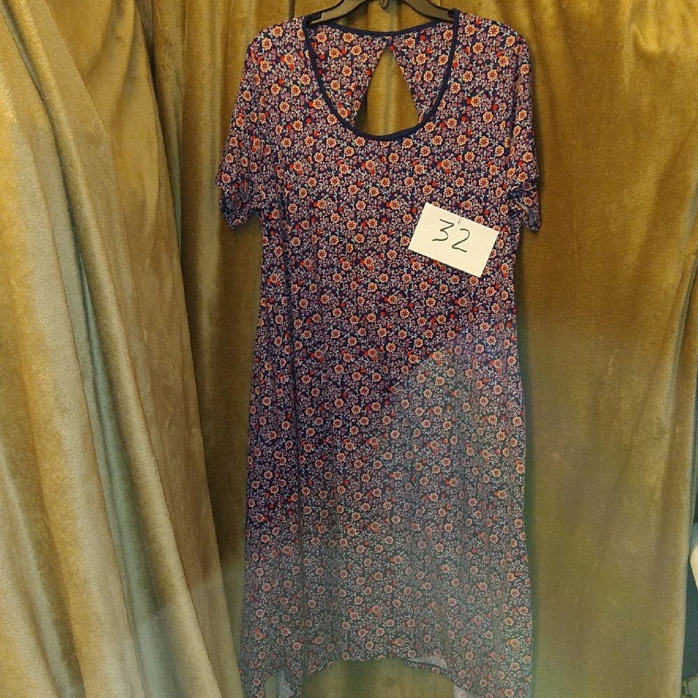 Floral Blue Dress By Cuddl Duds, Size 1X